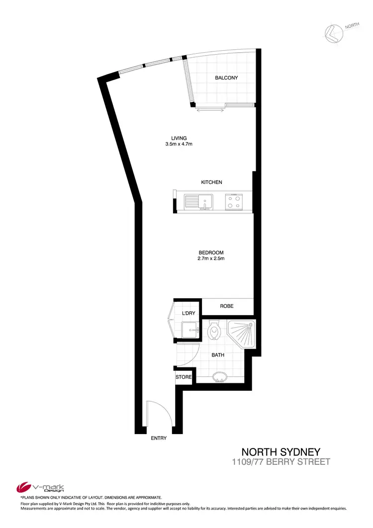 Floorplan of Homely studio listing, 1109/79-81 Berry Street, North Sydney NSW 2060