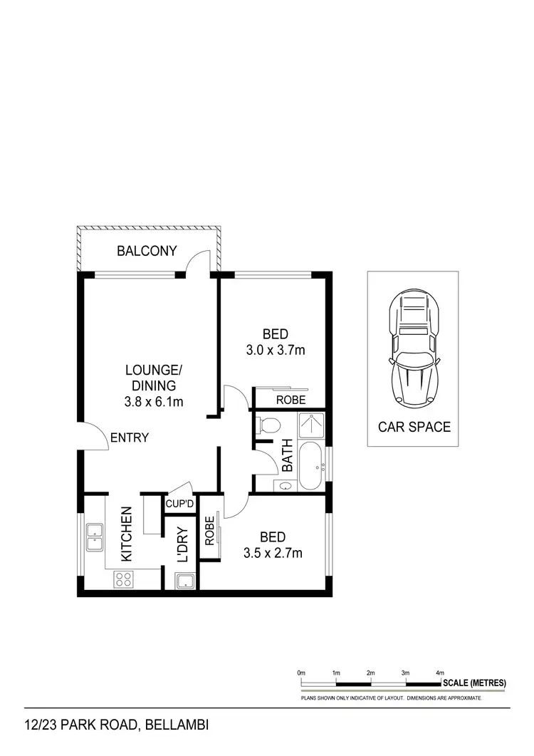 Floorplan of Homely unit listing, 12/23 Park Road, Bellambi NSW 2518