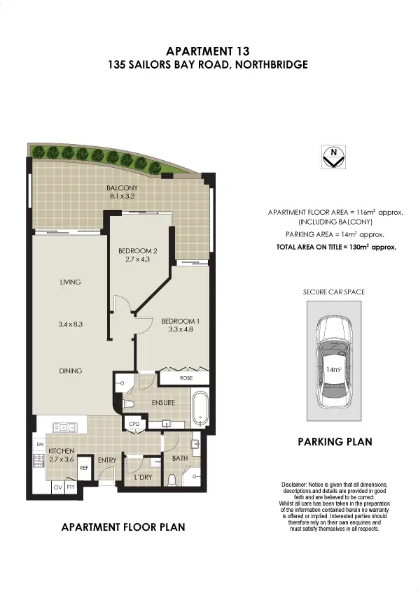 Floorplan of Homely apartment listing, 13/135 Sailors Bay Road, Northbridge NSW 2063
