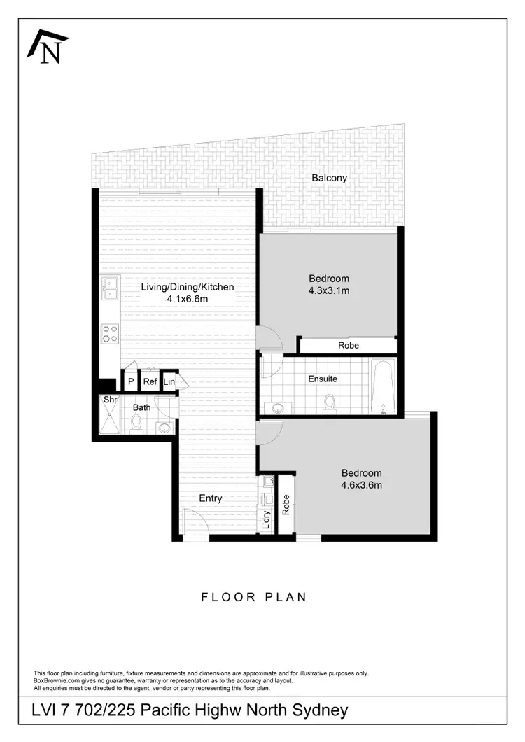 Floorplan of Homely unit listing, 702/225 Pacific Highway, North Sydney NSW 2060