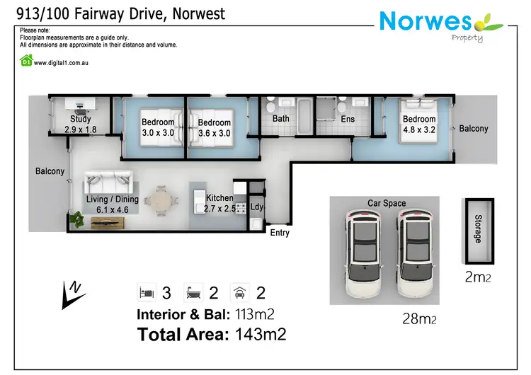 Floorplan of Homely apartment listing, 913/100 Fairway Drive, Norwest NSW 2153