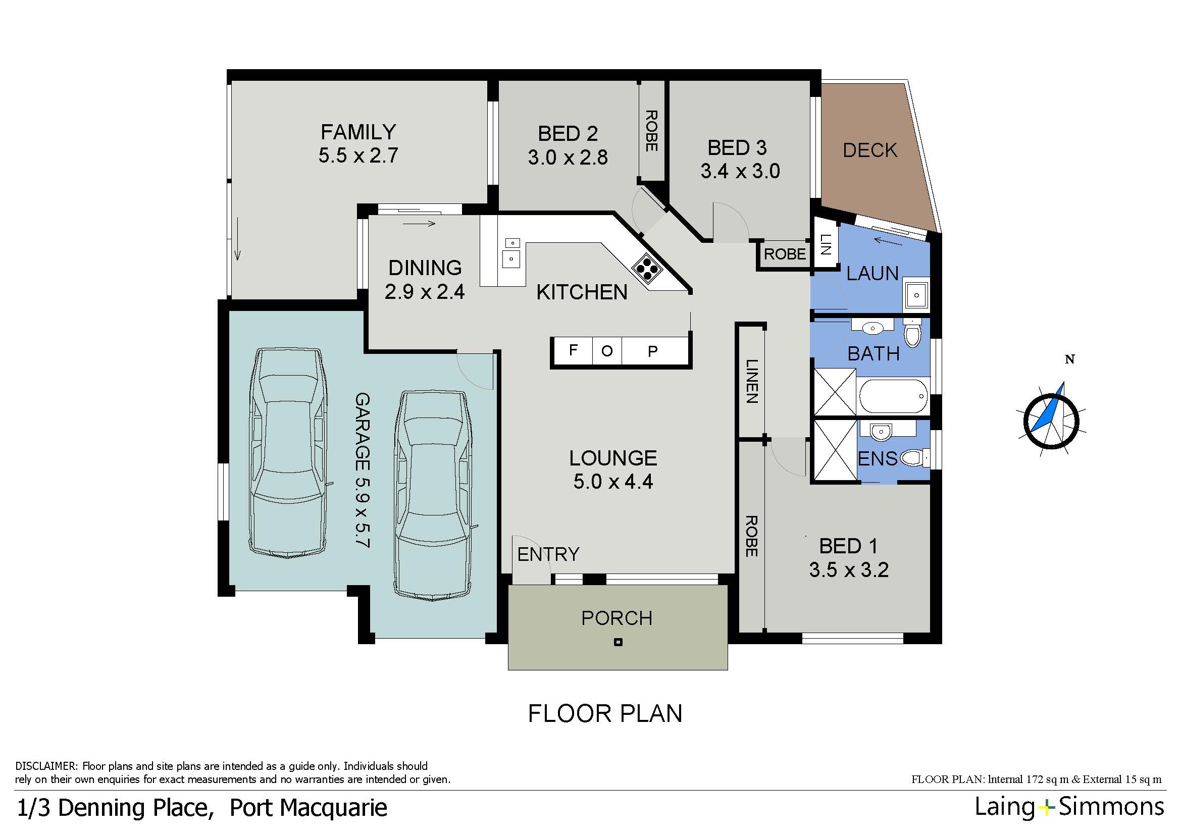 Floorplan of Homely villa listing, 1/3 Denning Place, Port Macquarie NSW 2444