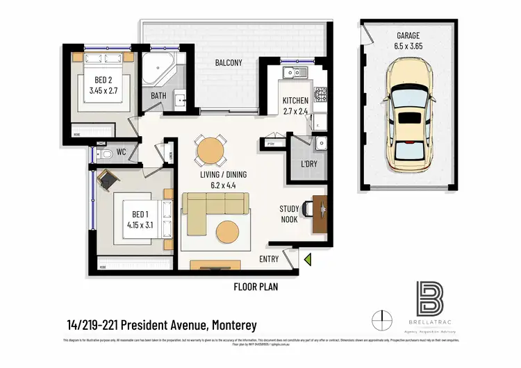 Floorplan of Homely apartment listing, 14/219-221 President Ave, Monterey NSW 2217