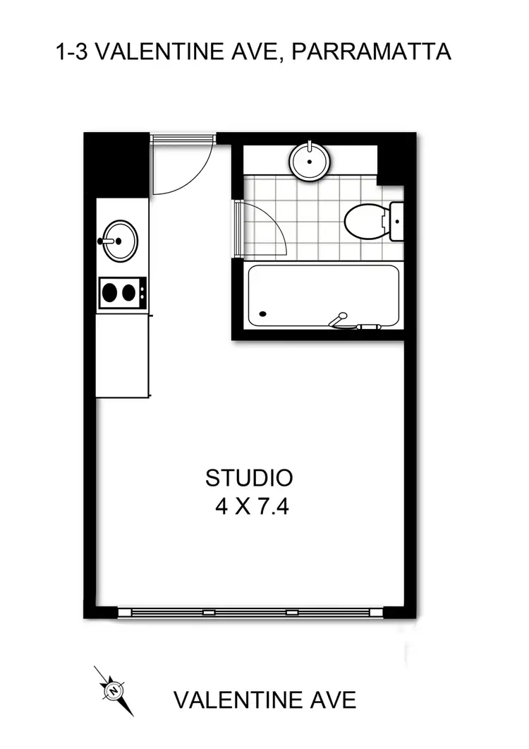 Floorplan of Homely studio listing, 713 or Lot 122/1-3 Valentine Avenue, Parramatta NSW 2150
