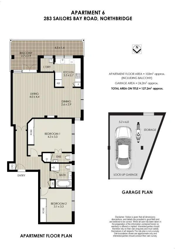 Floorplan of Homely apartment listing, 6/283 Sailors Bay Road, Northbridge NSW 2063
