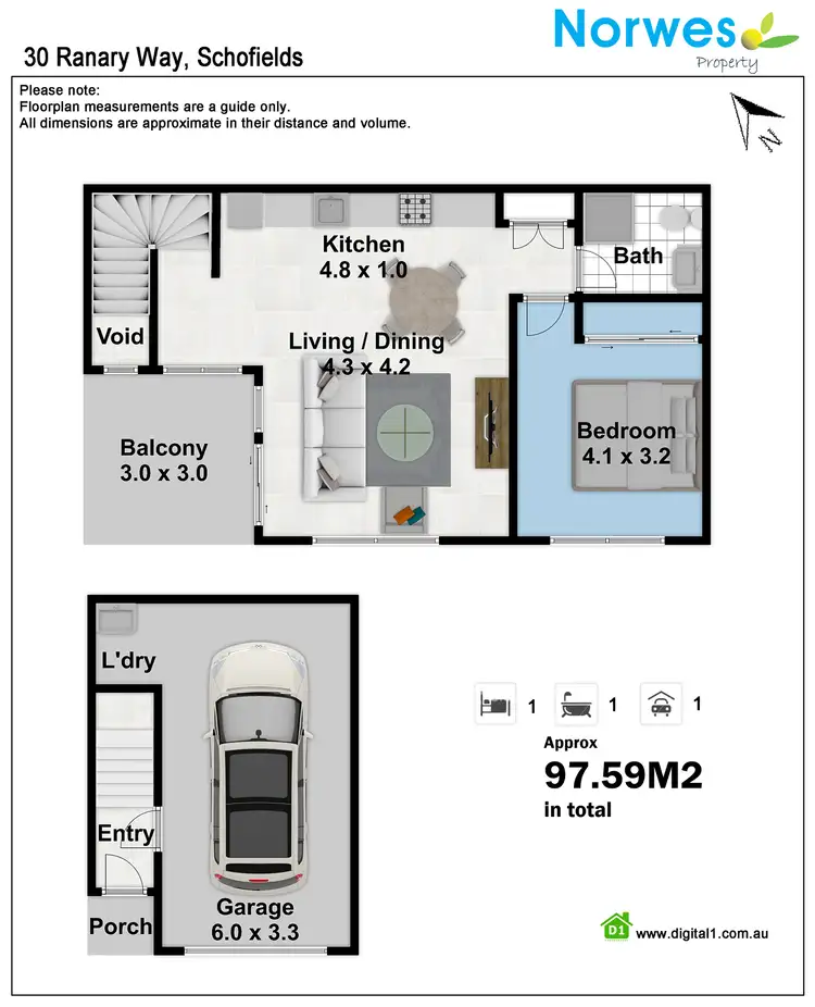 Floorplan of Homely townhouse listing, 30 Ranary Wy, Schofields NSW 2762