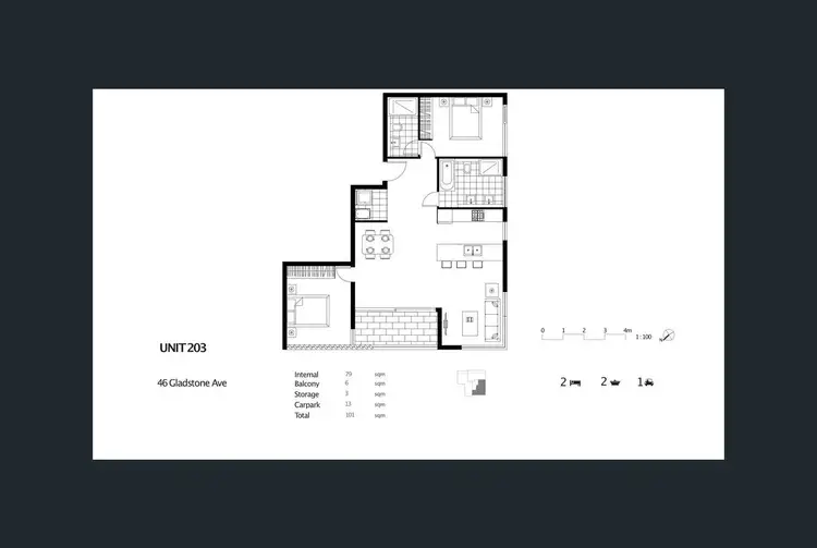 Floorplan of Homely apartment listing, 203/46 Gladstone Avenue, Ryde NSW 2112