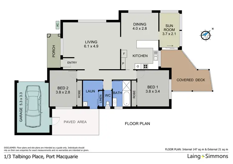 Floorplan of Homely villa listing, 1/3 Talbingo Place, Port Macquarie NSW 2444