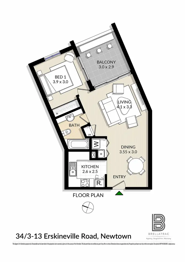 Floorplan of Homely apartment listing, 34/3-13 Erskineville Rd, Newtown NSW 2042