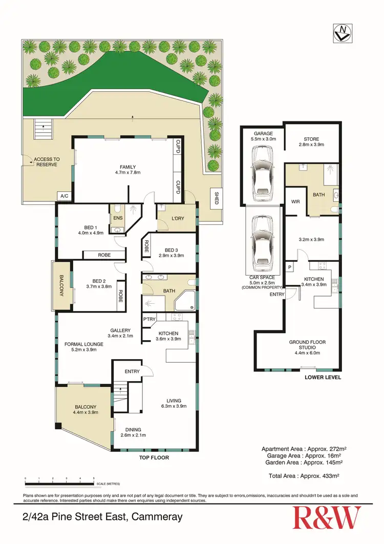 Floorplan of Homely semi-detached listing, 2/42A Pine Street East, Cammeray NSW 2062