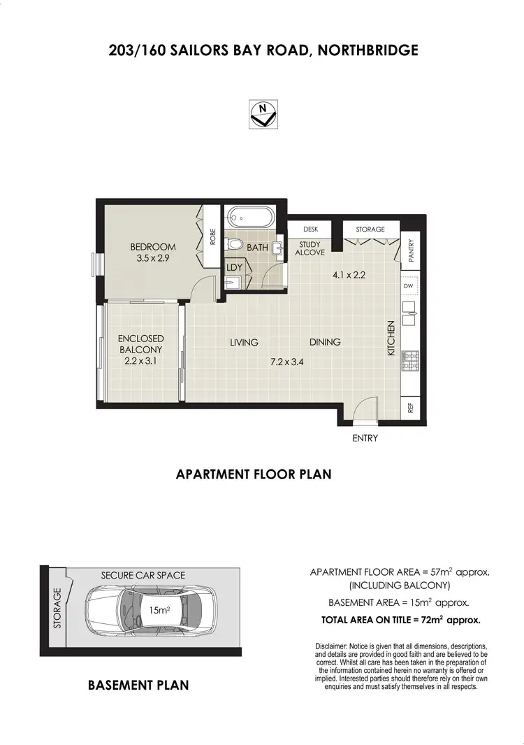 Floorplan of Homely apartment listing, 203/160 Sailors Bay Road, Northbridge NSW 2063