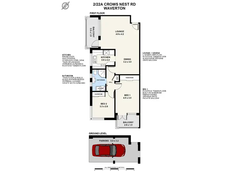 Floorplan of Homely apartment listing, 2/22A Crows Nest Road, Waverton NSW 2060
