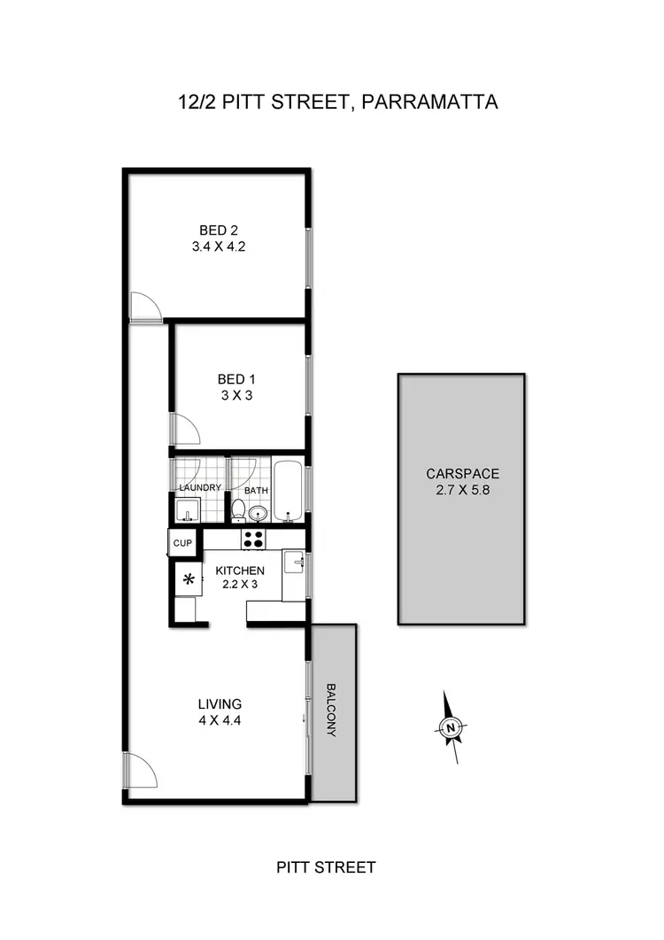 Floorplan of Homely apartment listing, 12/2 Pitt Street, Parramatta NSW 2150