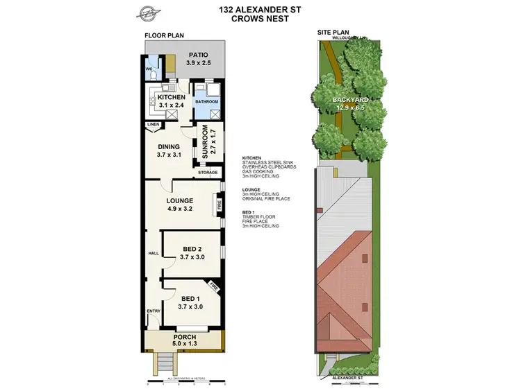 Floorplan of Homely semi-detached listing, 132 Alexander Street, Crows Nest NSW 2065