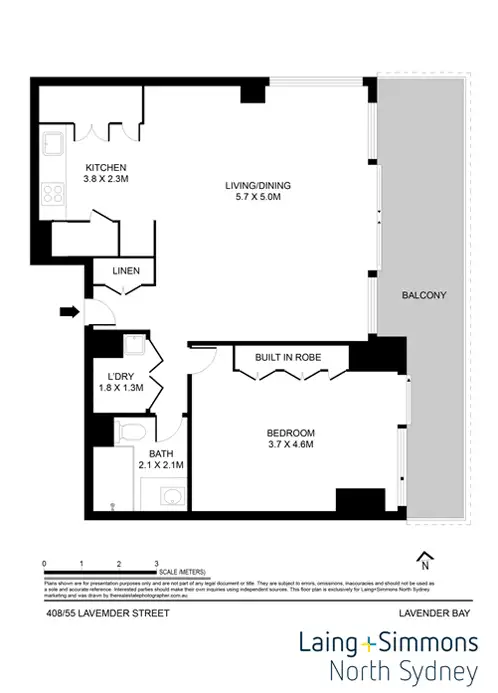 Floorplan of Homely apartment listing, 408/55 Lavender Street, Milsons Point NSW 2061