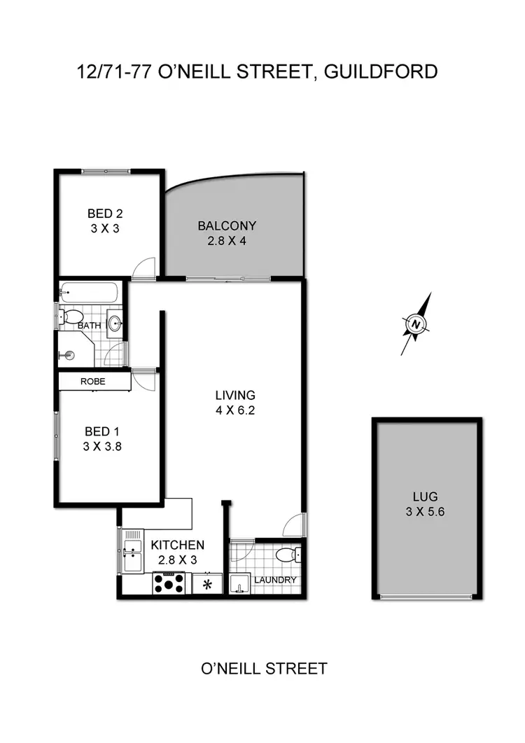 Floorplan of Homely apartment listing, 12/71-77 O'Neill Street, Guildford NSW 2161