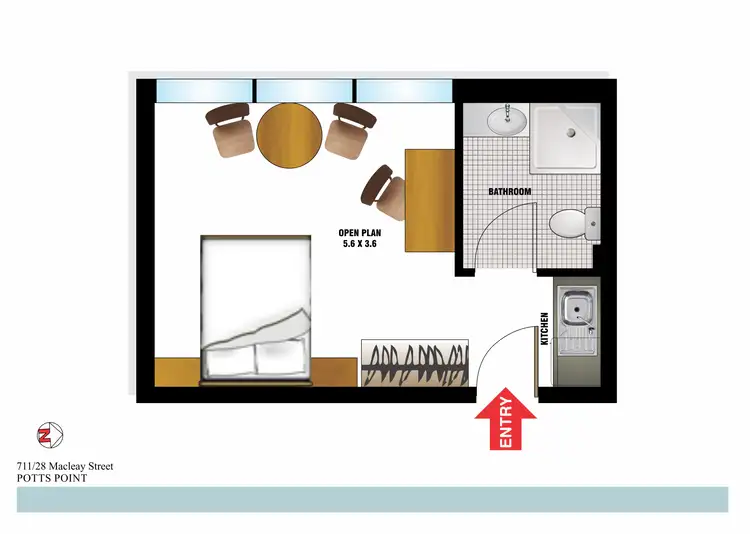 Floorplan of Homely studio listing, 711/28 Macleay Street, Potts Point NSW 2011