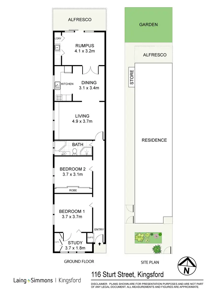 Floorplan of Homely semi-detached listing, 116 Sturt Street, Kingsford NSW 2032