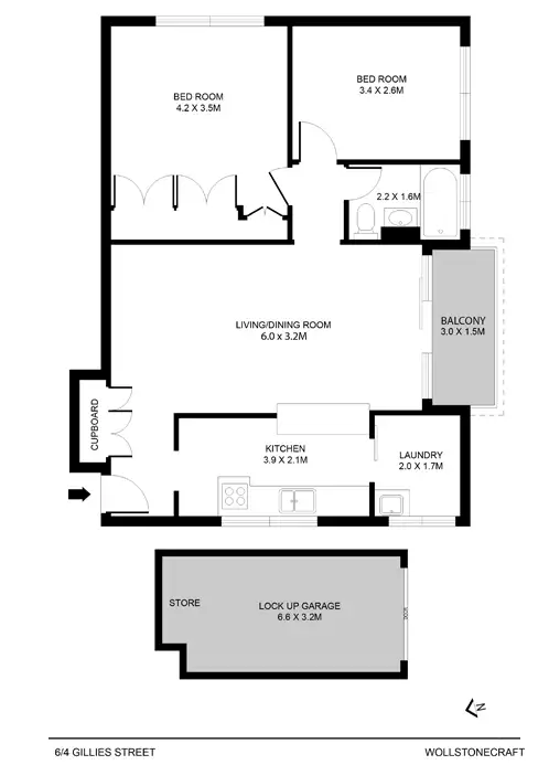 Floorplan of Homely unit listing, 6/4 Gillies Street, Wollstonecraft NSW 2065