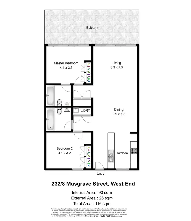 Floorplan of Homely unit listing, 232/8 Musgrave Street, West End QLD 4101