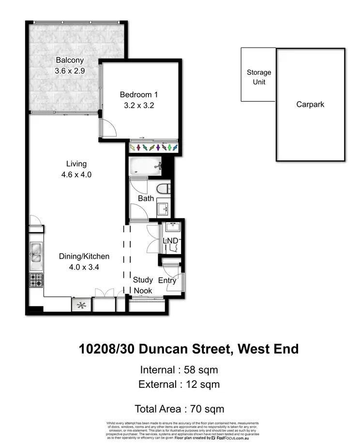 Floorplan of Homely unit listing, 10208/30 Duncan Street, West End QLD 4101