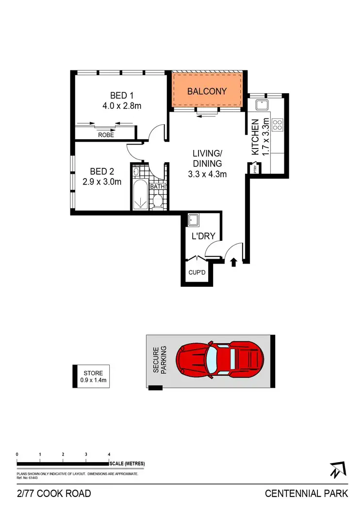 Floorplan of Homely apartment listing, 2/77 Cook Road, Centennial Park NSW 2021