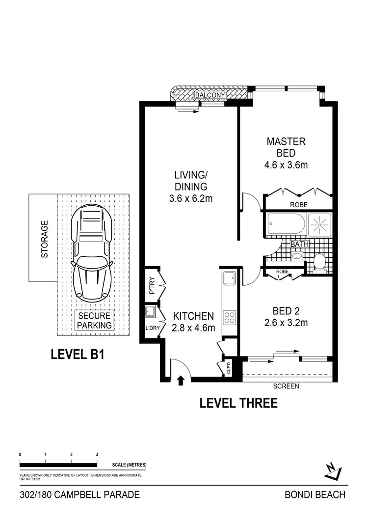 Floorplan of Homely apartment listing, 302/180-186 Campbell Parade, Bondi Beach NSW 2026
