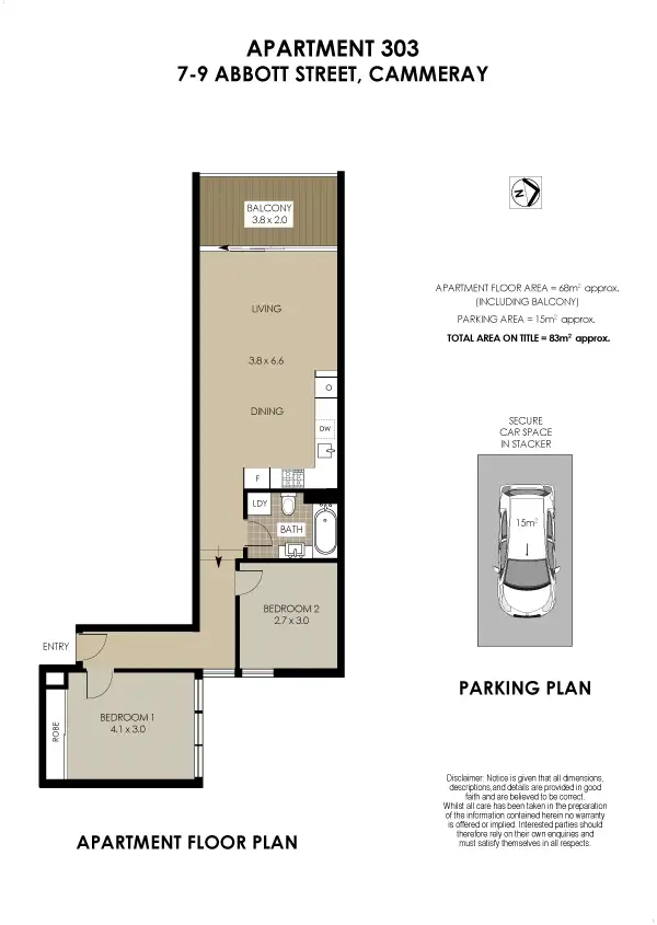 Floorplan of Homely apartment listing, 303/7-9 Abbott Street, Cammeray NSW 2062