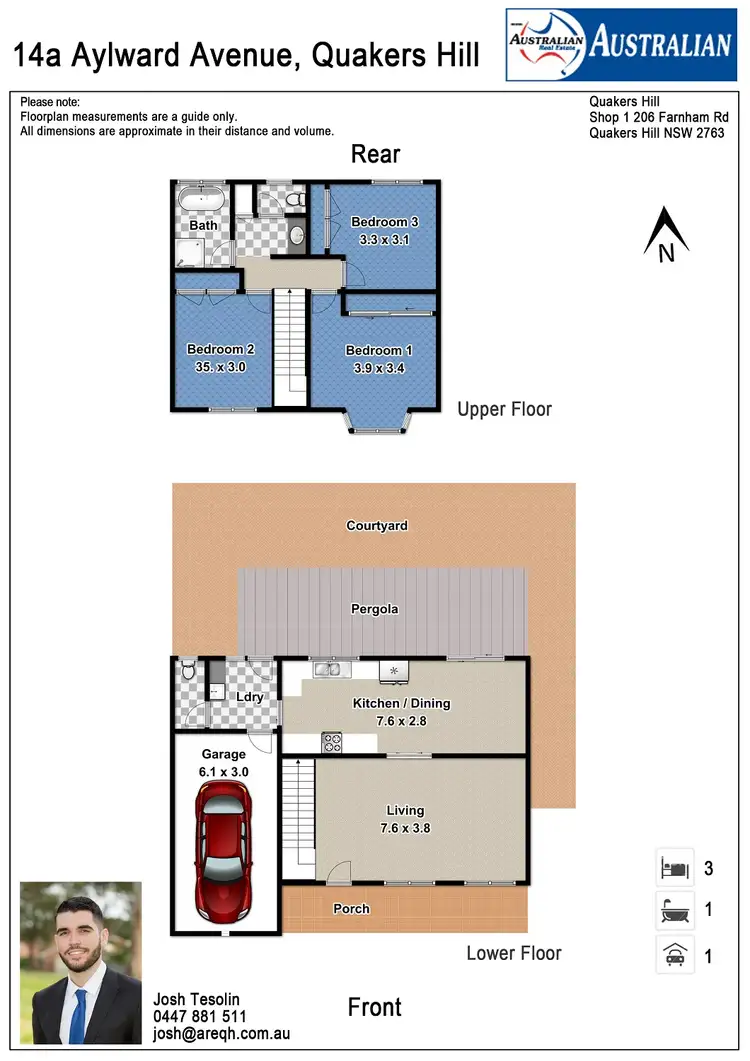 Floorplan of Homely semi-detached listing, 14a Aylward Avenue, Quakers Hill NSW 2763