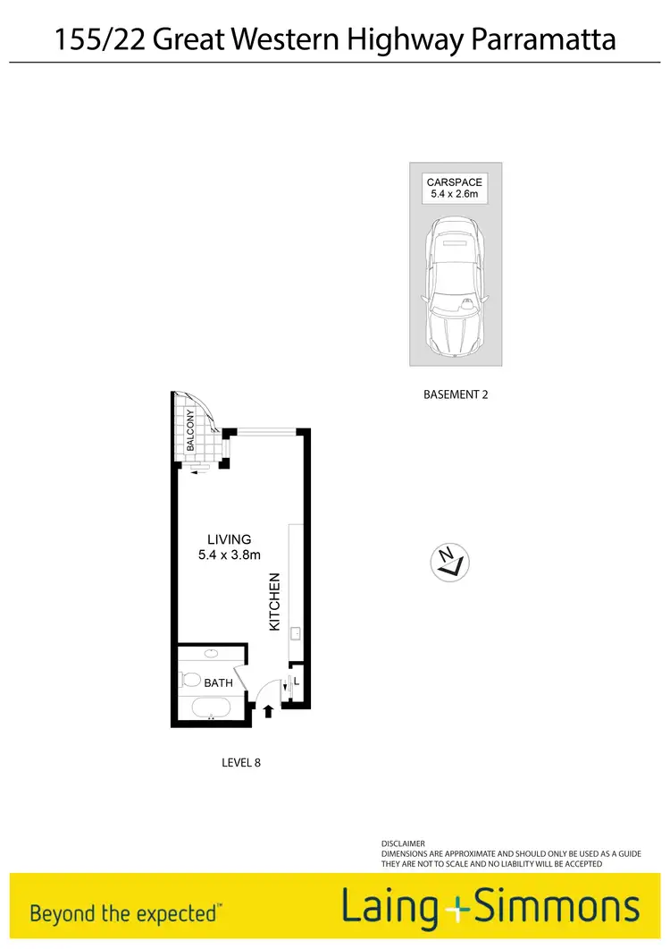 Floorplan of Homely studio listing, 155/22-32 Great Western Highway, Parramatta NSW 2150