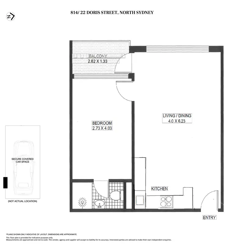 Floorplan of Homely apartment listing, 814/22 Doris Street, North Sydney NSW 2060