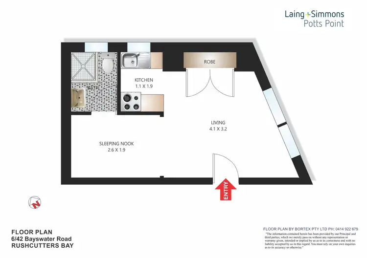 Floorplan of Homely studio listing, 6/42 Bayswater Road, Rushcutters Bay NSW 2011