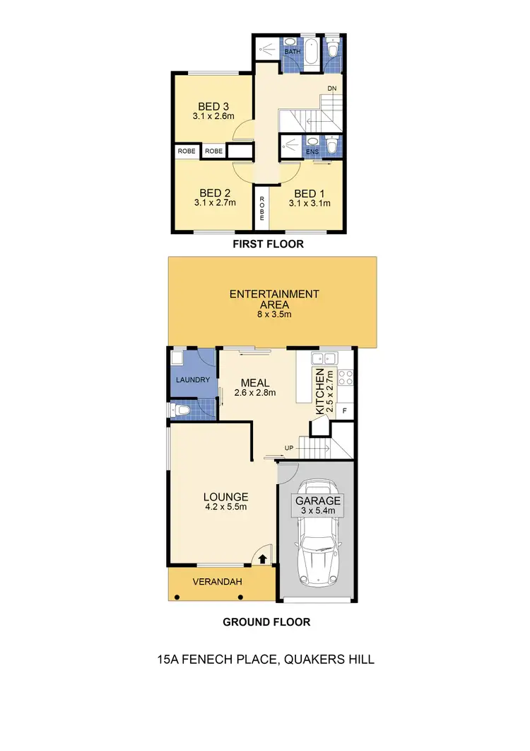Floorplan of Homely semi-detached listing, 15a Fenech Place, Quakers Hill NSW 2763