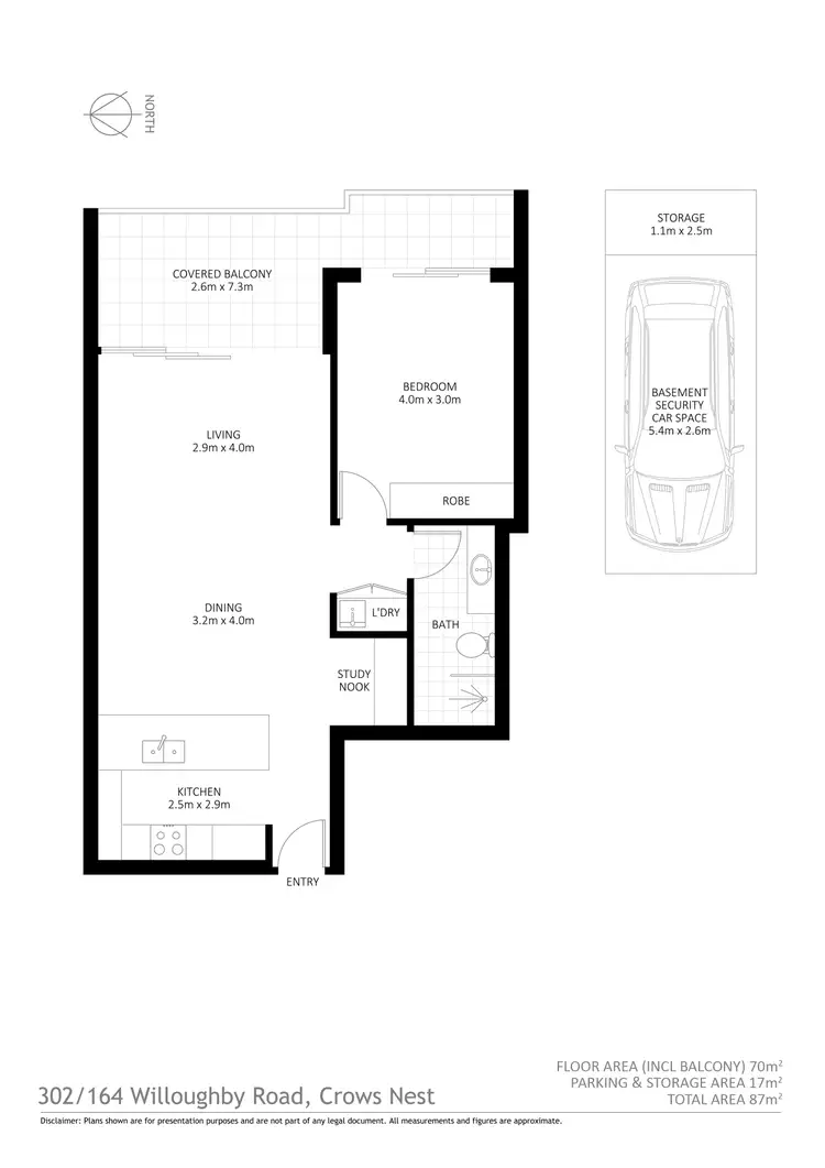 Floorplan of Homely apartment listing, 302/164 Willoughby Road, Crows Nest NSW 2065