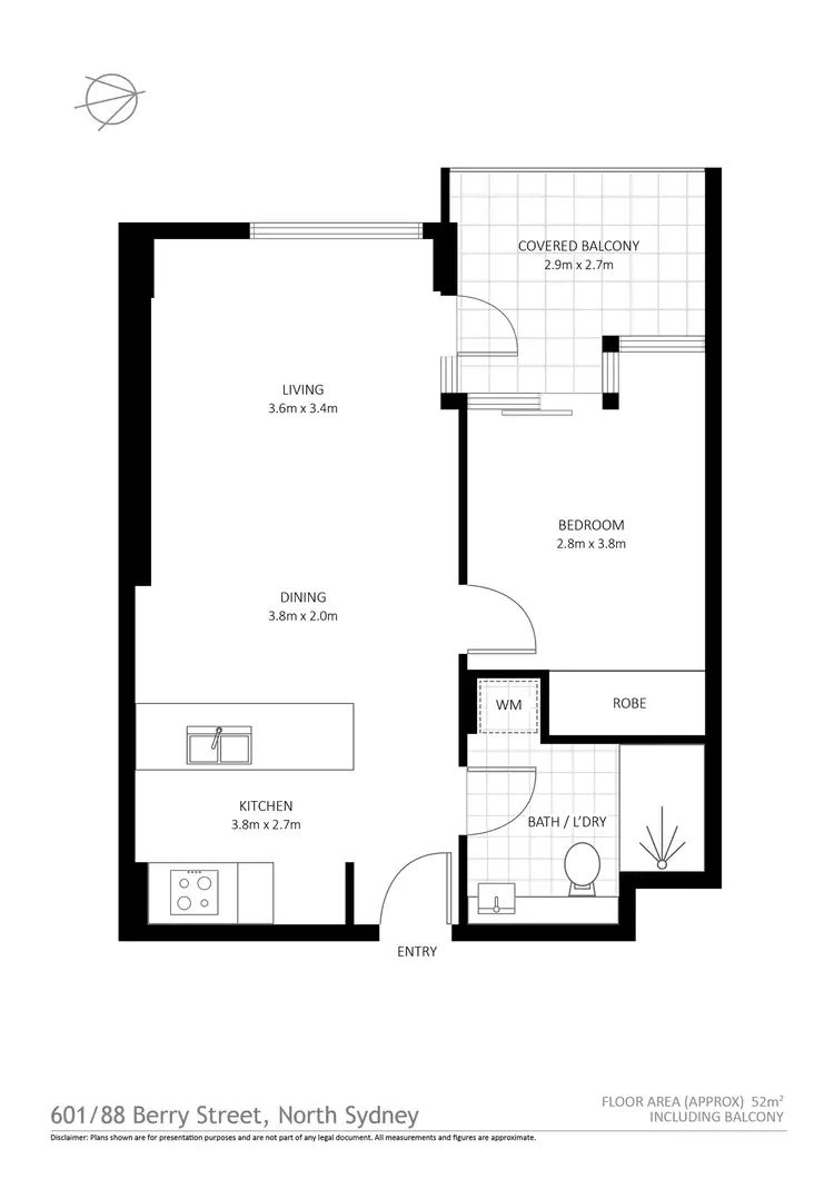 Floorplan of Homely apartment listing, 601/88 Berry Street, North Sydney NSW 2060