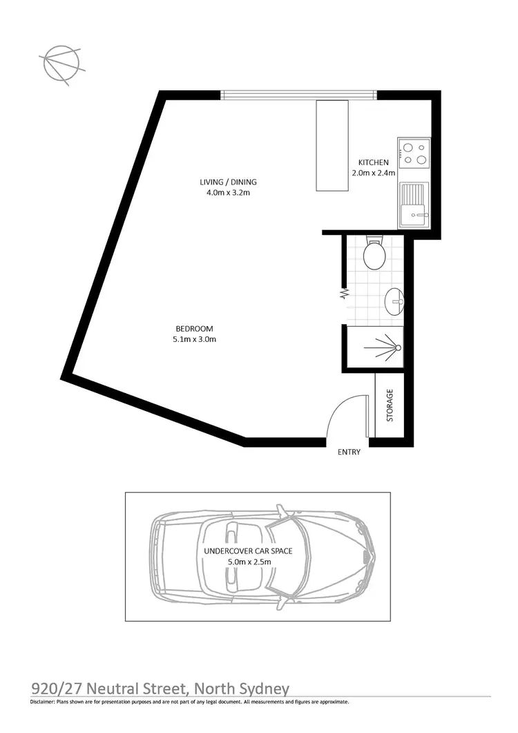 Floorplan of Homely studio listing, 920/27 Neutral Street, North Sydney NSW 2060