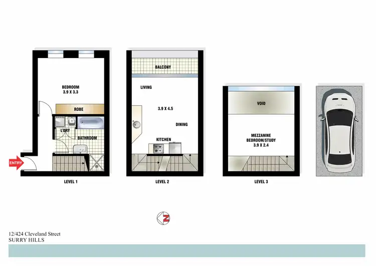 Floorplan of Homely apartment listing, 12/424-426 Cleveland Street, Surry Hills NSW 2010