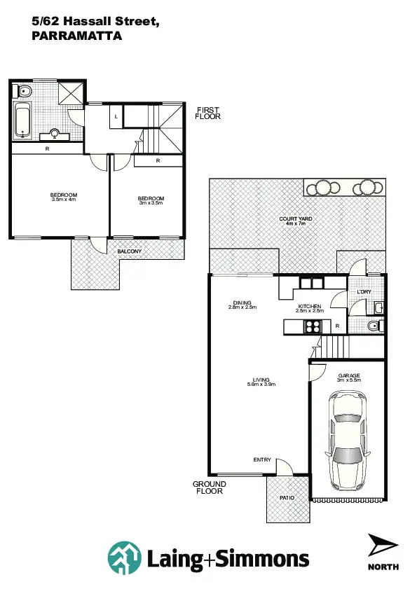 Floorplan of Homely townhouse listing, 5/62 Hassall Street, Parramatta NSW 2150