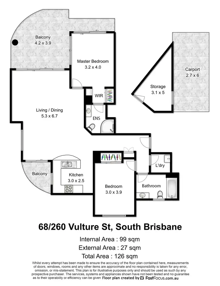 Floorplan of Homely unit listing, 68/260 Vulture Street, South Brisbane QLD 4101
