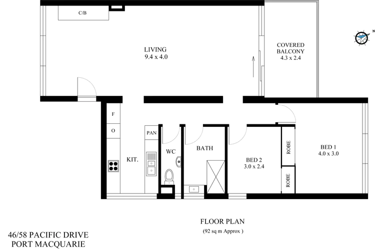 Floorplan of Homely unit listing, 46/58 Pacific Drive, Port Macquarie NSW 2444