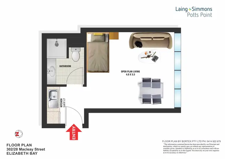 Floorplan of Homely studio listing, 302/28 Macleay Street, Elizabeth Bay NSW 2011
