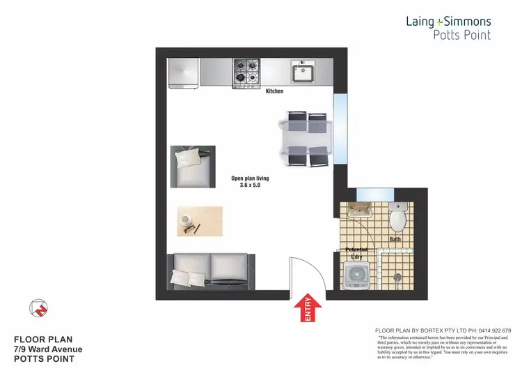 Floorplan of Homely studio listing, 7/9 Ward Avenue, Potts Point NSW 2011