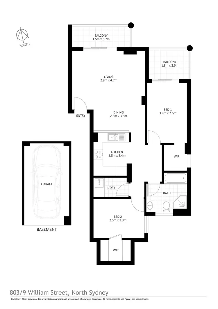 Floorplan of Homely apartment listing, 803/9 William Street, North Sydney NSW 2060