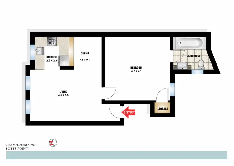 Floorplan of Homely apartment listing, 21/2 McDonald Street, Potts Point NSW 2011