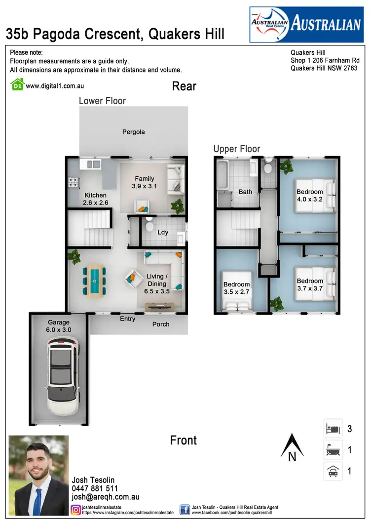 Floorplan of Homely semi-detached listing, 35b Pagoda Crescent, Quakers Hill NSW 2763