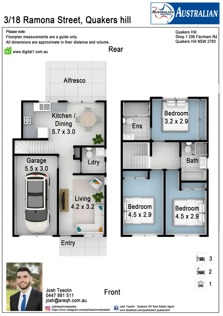 Floorplan of Homely townhouse listing, 3/18 Ramona Street, Quakers Hill NSW 2763