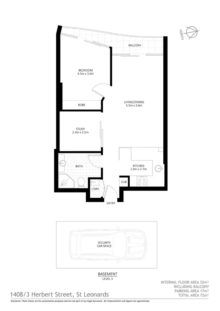 Floorplan of Homely apartment listing, 1408/3 Herbert Street, St Leonards NSW 2065