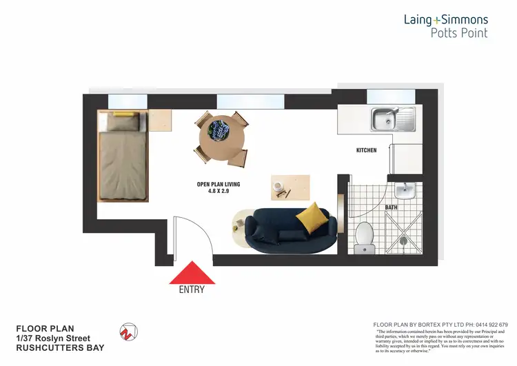 Floorplan of Homely studio listing, 1/37 Roslyn Street, Rushcutters Bay NSW 2011
