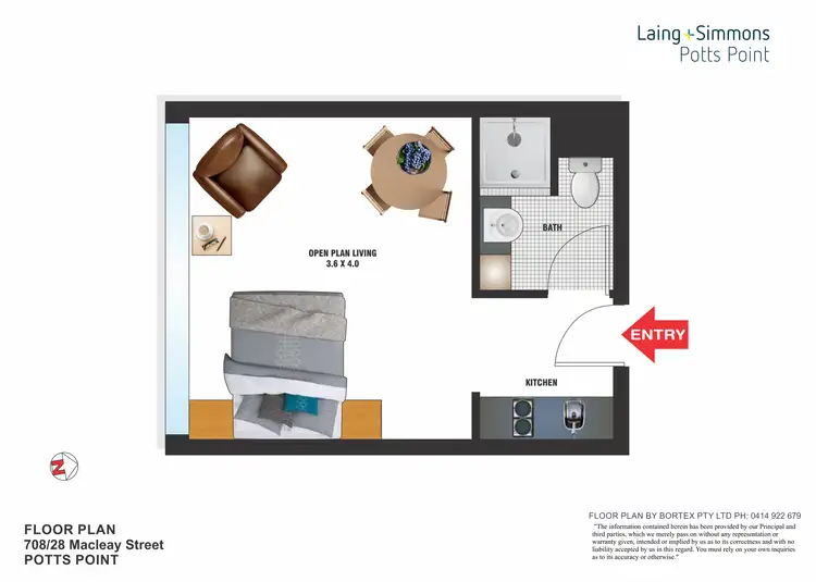 Floorplan of Homely studio listing, 708/28 Macleay Street, Potts Point NSW 2011