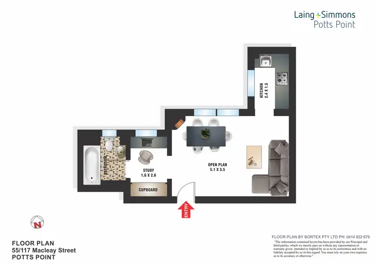 Floorplan of Homely studio listing, 55/117 Macleay Street, Potts Point NSW 2011